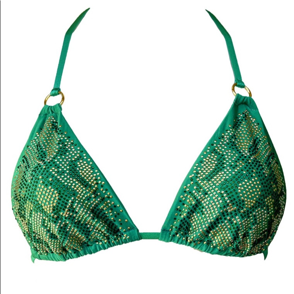 Serpentine Green Snake Studded crystal bikini top